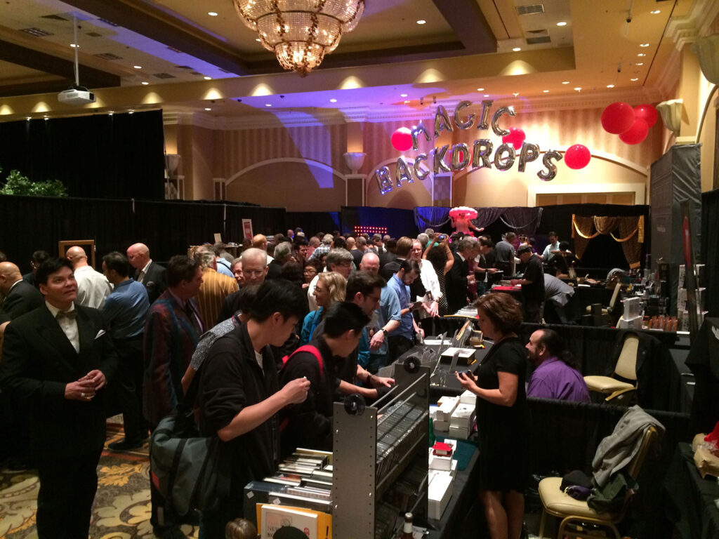 The view from my perch at the Nielsen Magic booth on Sunday night.