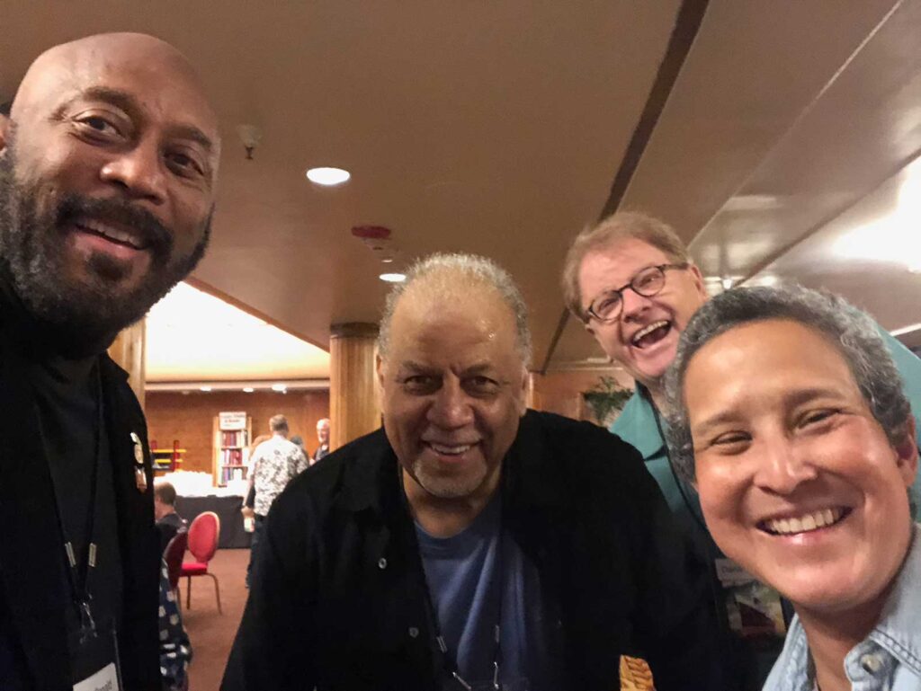 Lupe Nielsen with Ice McDonald, Dale Penn and Dana Daniels at the Magic Collectors Expo in Long Beach, CA aboard The RMS Queen Mary.