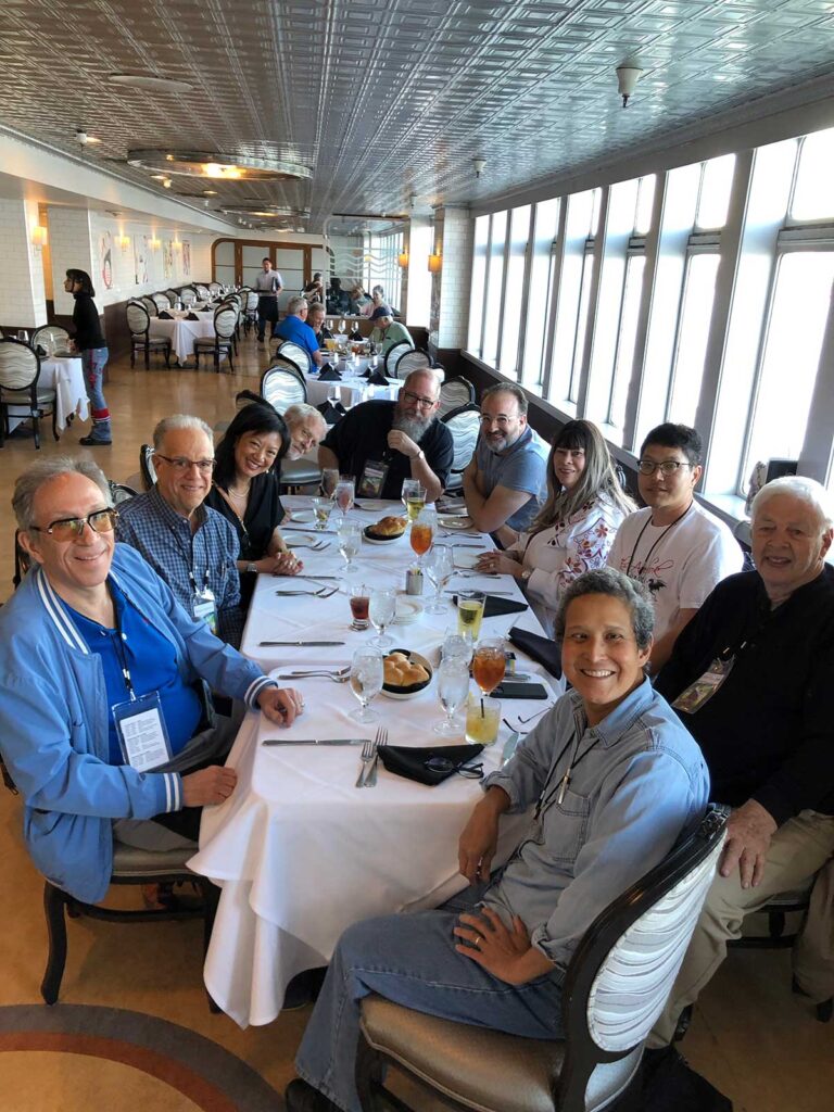 Lupe Nielsen and friends enjoying dinner at the Magic Expo 2024 onboard the RMS Queen Mary in Long Beach, CA