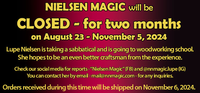 Nielsen Magic will be closed between August 23 - November 5, 2024.